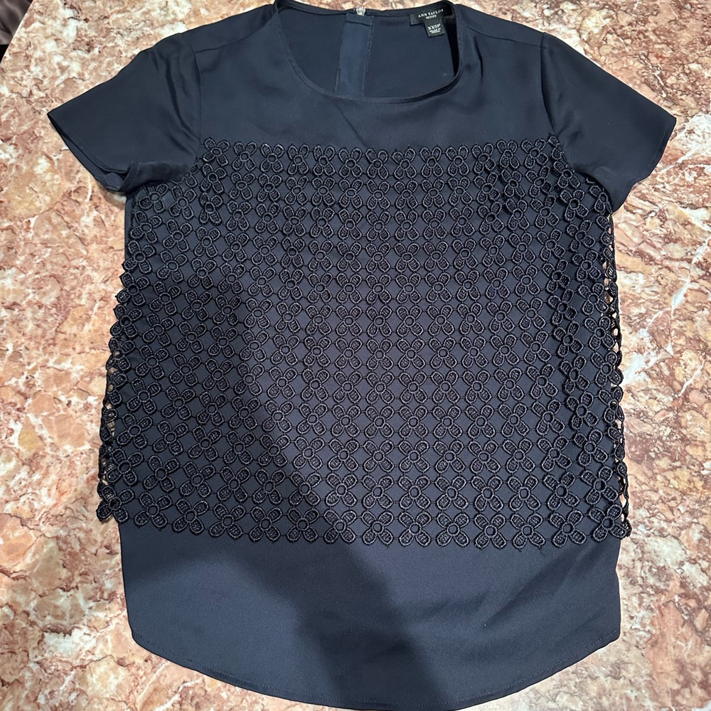 Ann Taylor Navy Textured Women's Blouse